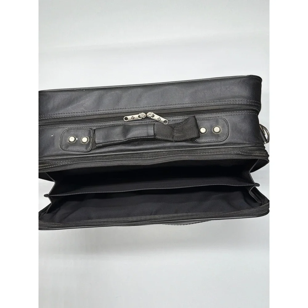Samsonite‎ Black Faux Leather Laptop Briefcase Business Travel Bag Organizer